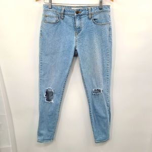 VANS light Wash Destroyed Busted Knee Distressed Jeans Women's‎ Size 10